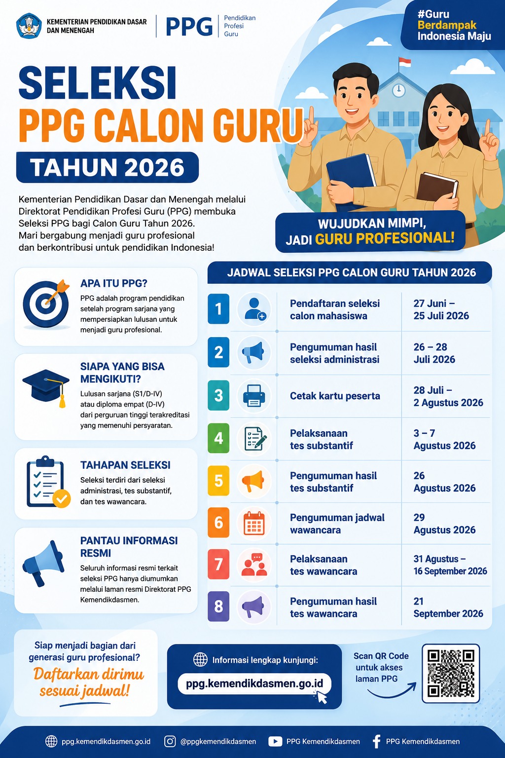 You are currently viewing Seleksi PPG Calon Guru Tahun 2026 Resmi Dibuka, Simak Jadwal dan Tahapan Seleksinya